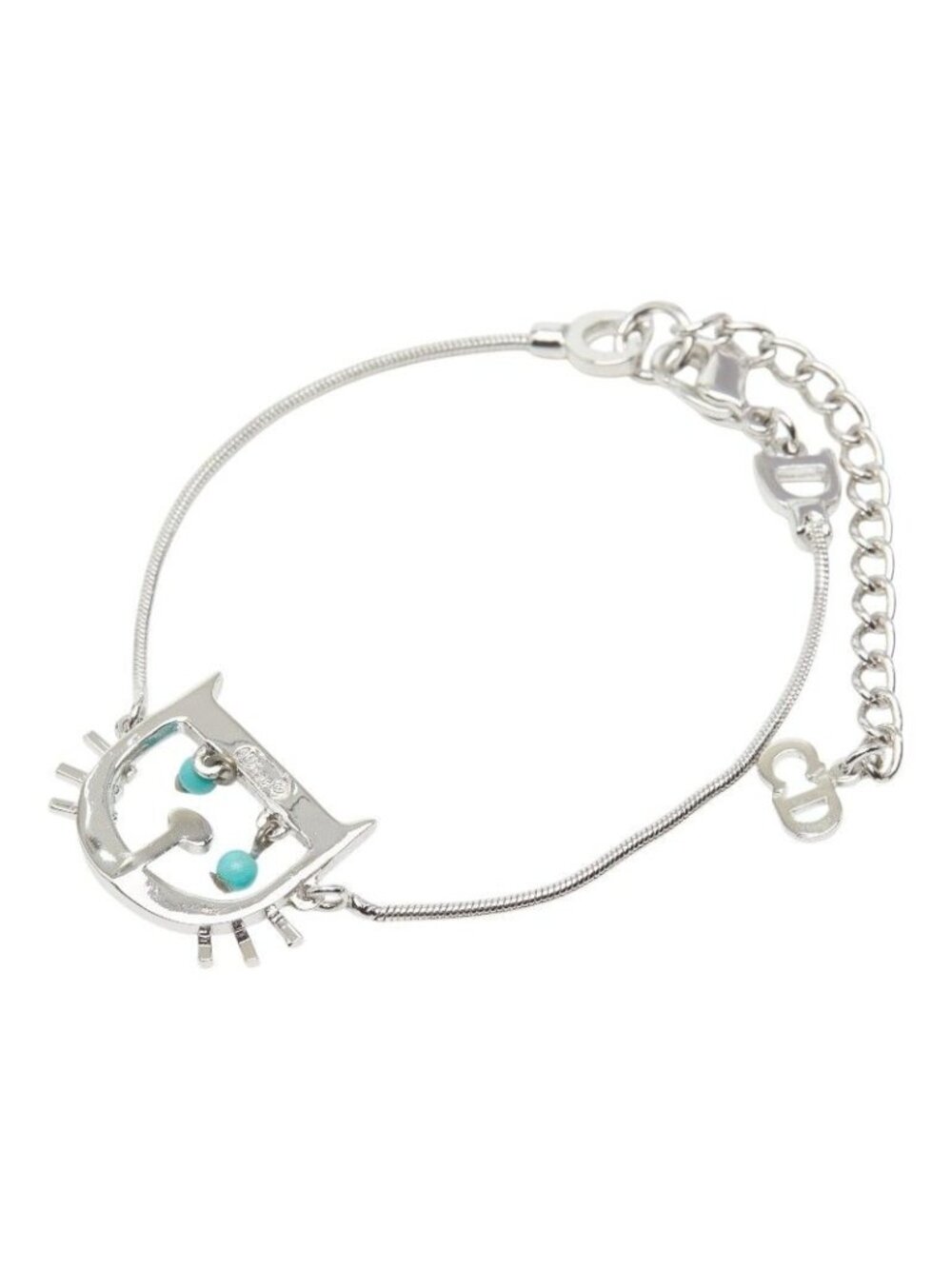 Dior Cat Motif Chain Bracelet Silver Metal - Picture 1 of 7